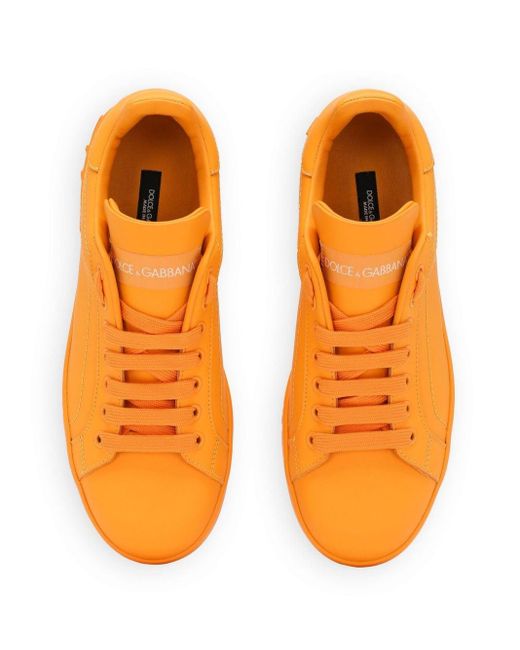 Dolce & Gabbana Portofino Low-top Leren Sneakers in het Orange