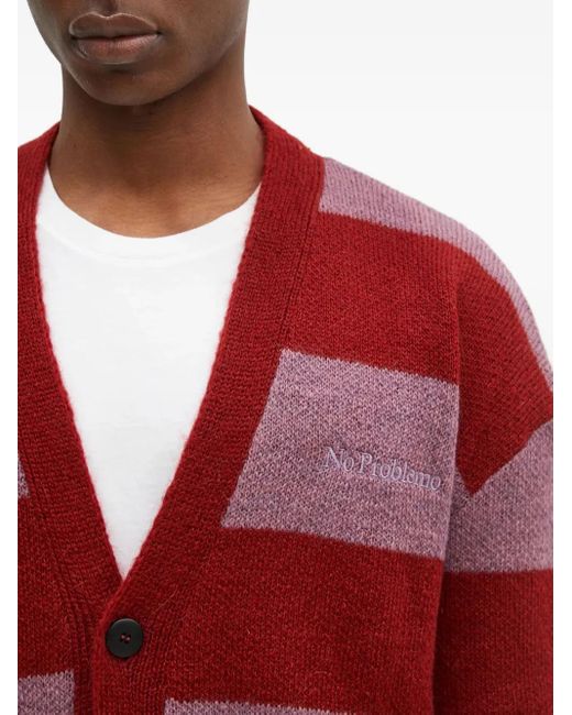 Aries Gestreifter Cardigan in Red für Herren