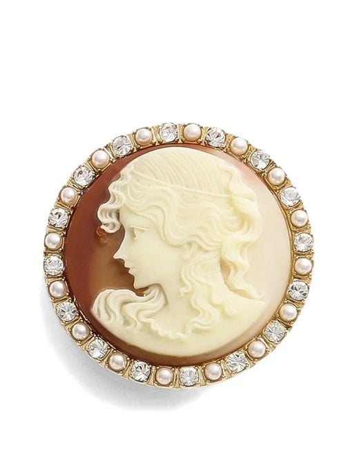 Dolce & Gabbana Natural Round Cameo Brooch for men