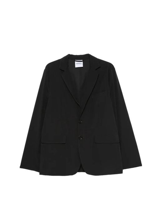 Aspesi Black Single-Breasted Notched-Lapels Blazer for men