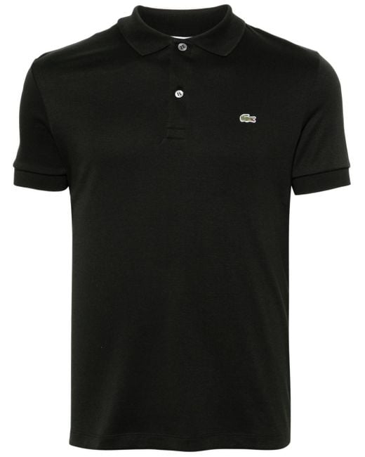 Lacoste Logo-patch Jersey Polo Shirt in het Black voor heren