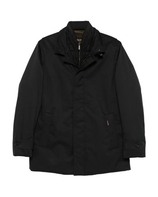 Moorer Black Quilted High-Neck Jacket for men