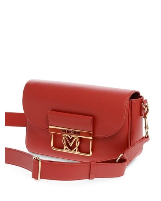 Moschino Red Logo-Plaque Shoulder Bag