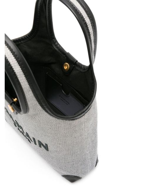 Balmain Gray Mini B-Army Canvas-Handtasche