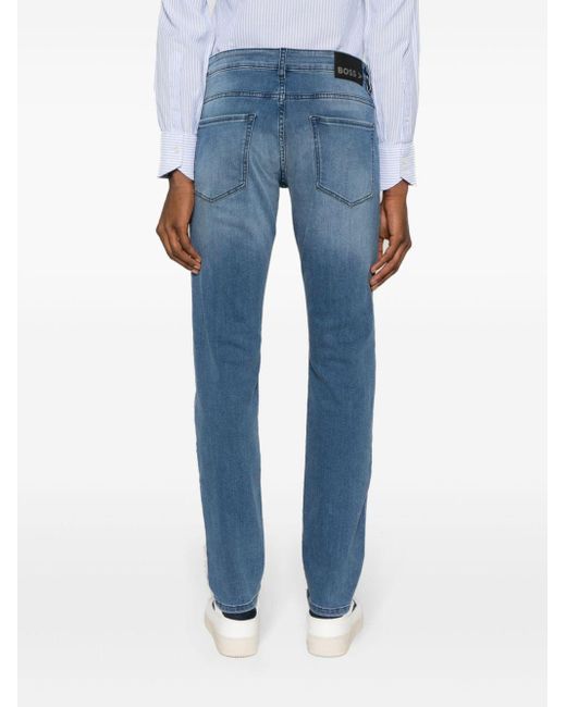 Boss Blue Mid-rise Straight-leg Jeans for men
