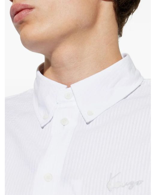 KENZO White Logo-Embroidered Shirt for men