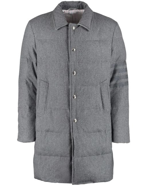 Thom Browne Gray 4-Bar Padded Coat for men