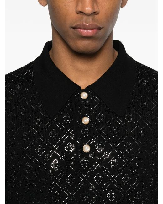 Casablanca Black Polo Boutonné À Motif for men