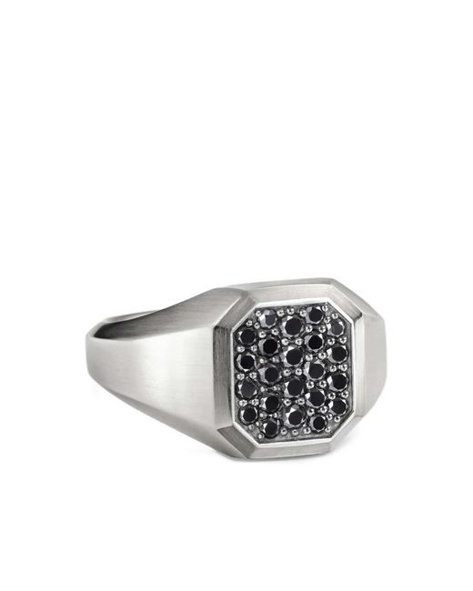 David Yurman Gray Sterling Streamline Diamond Signet Ring (14Mm) for men