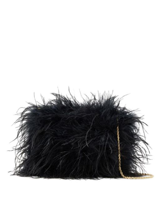 Loeffler Randall Black Feather-embellished Shoulder Bag