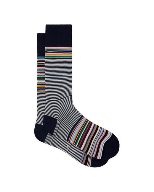 Paul Smith Blue Chaussettes À Rayures for men