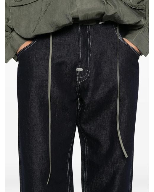 Junya Watanabe Gray X Levi's Contrast-Stitch Wide-Leg Jeans for men