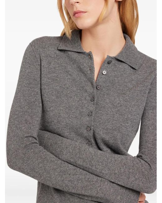 Ports 1961 Gray Cashmere Polo Shirt