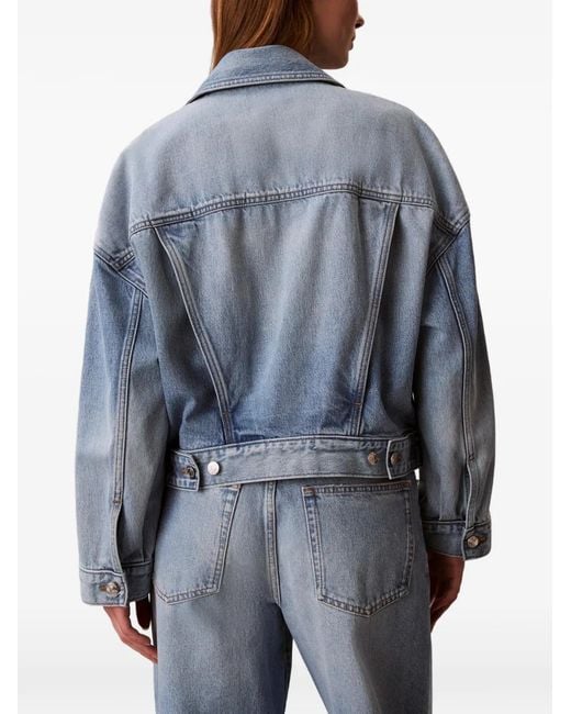 Calvin Klein Blue Veste En Jean À Patch Logo