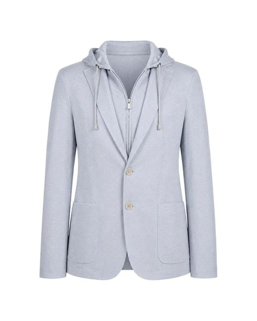 Eleventy Blue Hooded Blazer for men