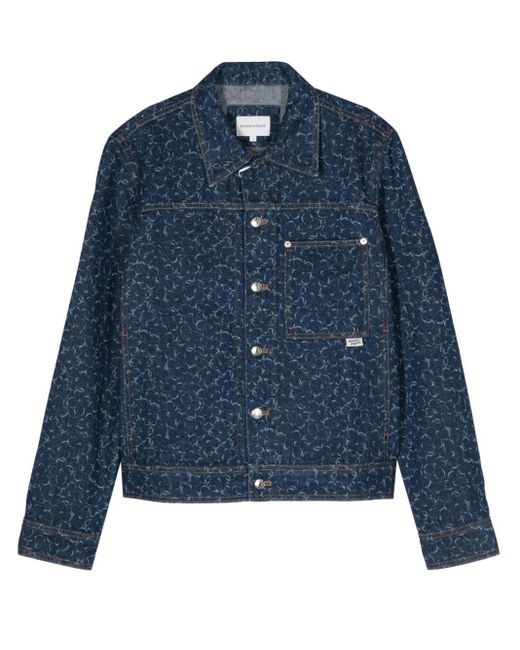 Maison Kitsuné Blue Geometric-patterned Denim Jacket