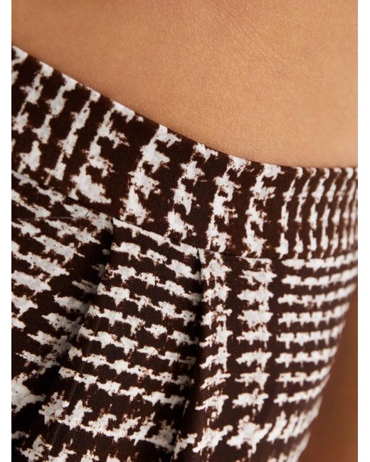 Norma Kamali Brown Pleated Houndstooth Trousers