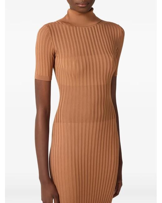 Elisabetta Franchi White Turtleneck Knit Midi Dress