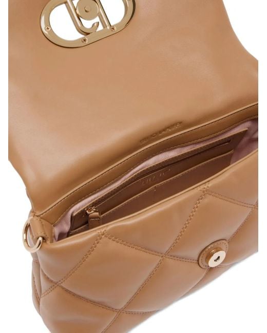 Liu Jo Brown Medium Lapuffy Quilted Logo-Plaque Shoulder Bag