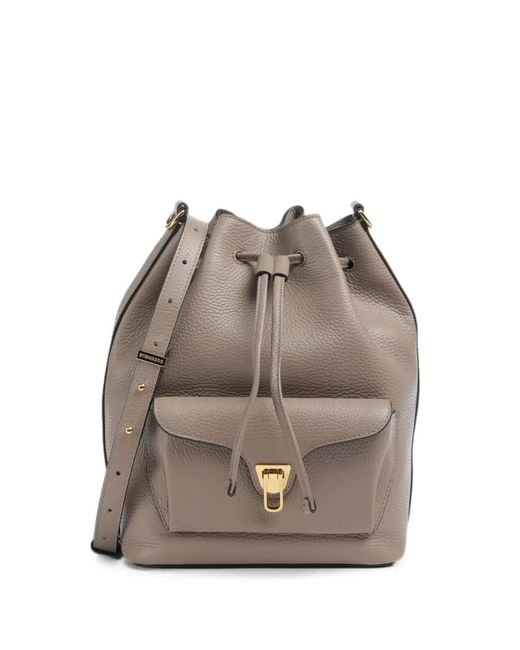 Coccinelle Gray Pebbled-Leather Shoulder Bag