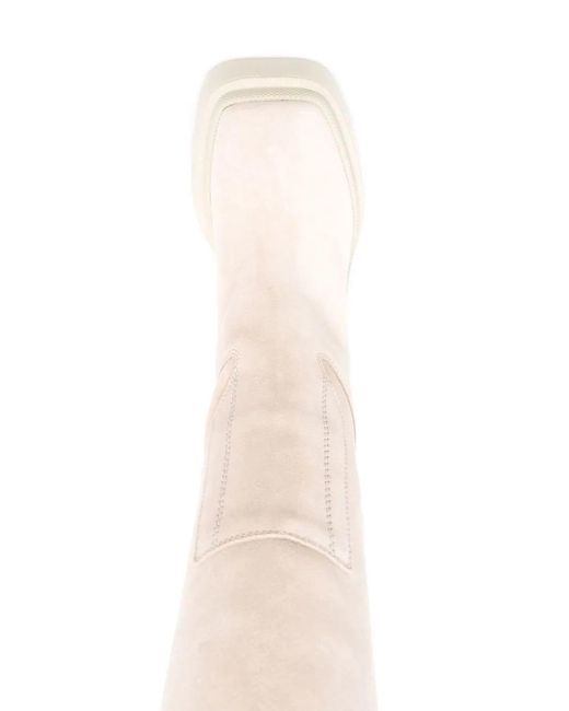 Vic Matié White Kniehohe Stiefel Mit Eckiger Kappe