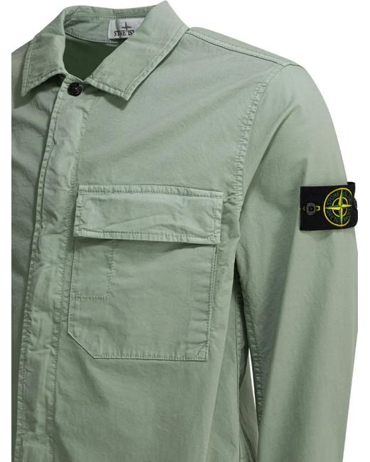 Stone Island Green Patch Pocket Overshirt for men