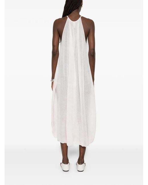CFCL White Plissé Sleeveless Midi Dress