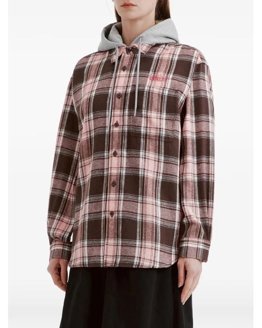 Chocoolate Pink Hooded Check-Pattern Jacket