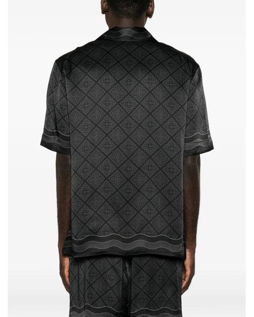 Casablanca Black Radiating Monogram Silk Shirt for men