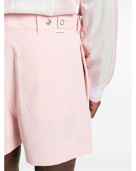 Acne Pink Twill Short Shorts for men