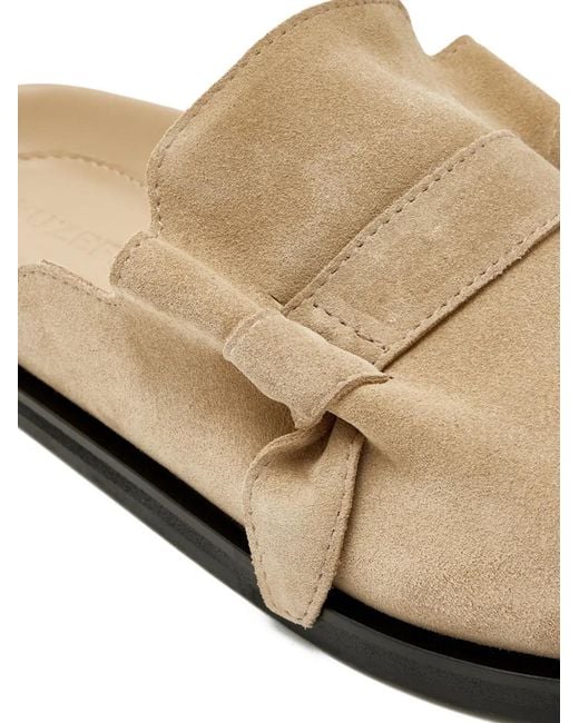 Yuzefi White Knotted Suede Mules