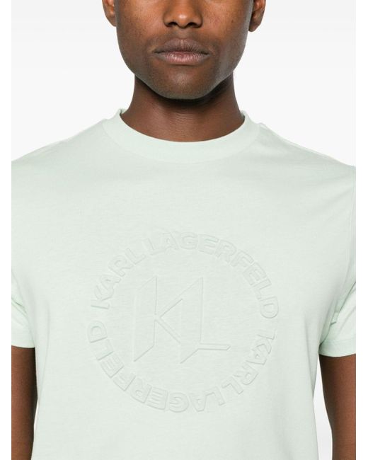 T-shirt con logo goffrato di Karl Lagerfeld in Green da Uomo