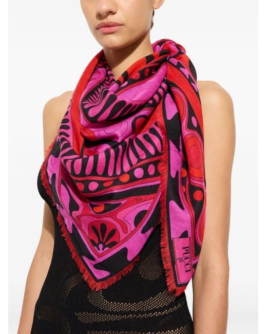 Emilio Pucci Pink Soleil-Print Wool And Silk Pashmina
