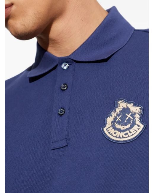 Polo À Patch Logo Moncler pour homme en coloris Blue