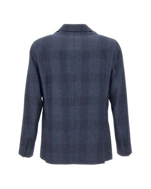 Barba Napoli Blue Easy Check Blazer for men