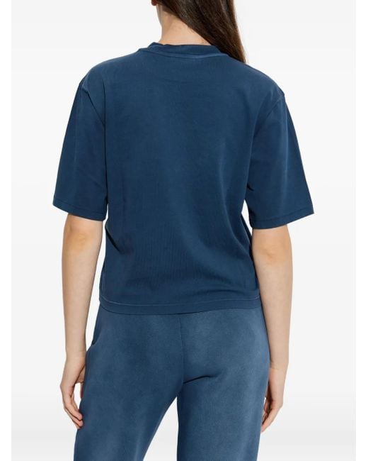 Off-White c/o Virgil Abloh Blue Logo-Print T-Shirt