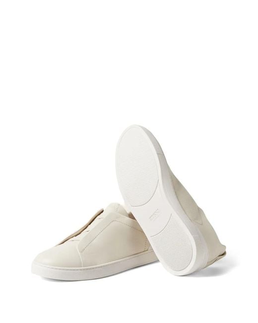 Zegna White "Triple Stitch" Sneakers for men