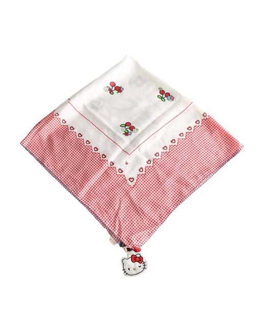 Péro Pink X Hello Kitty Gingham Cherry-Print Scarf