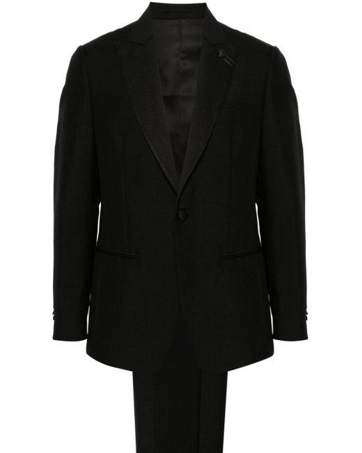メンズ Lardini ピークドラペル シングルスーツ Black