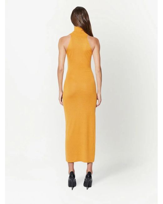 RTA Yellow Shira Midi Silk Dress