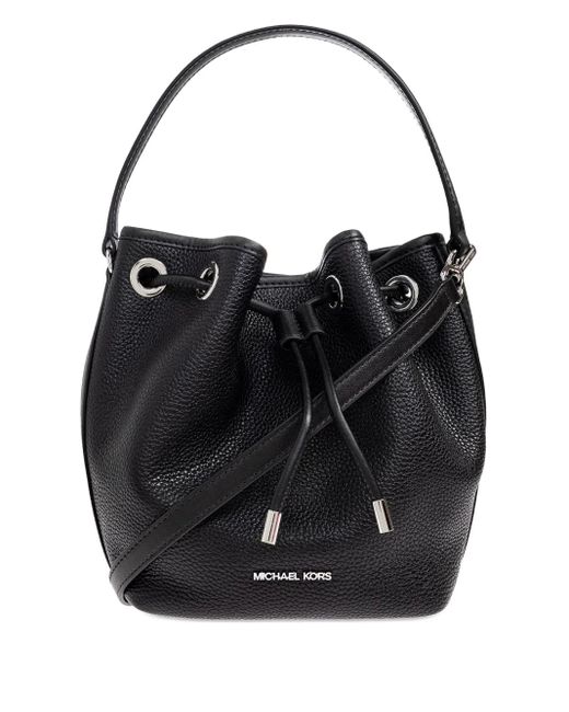 MICHAEL Michael Kors Black Drawstring Leather Bucket Bag
