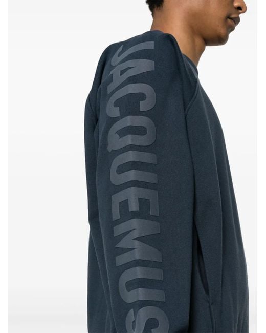 Jacquemus Blue Le Sweatshirt Typo Logo-Print Top for men