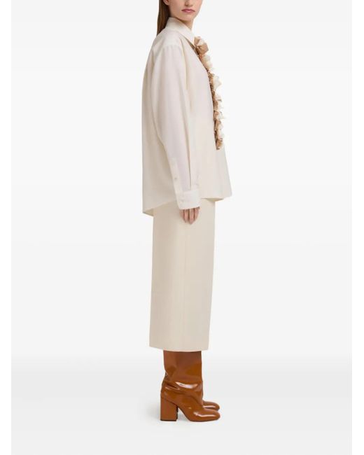 Marni Natural Blouse With Ivory Ruffles
