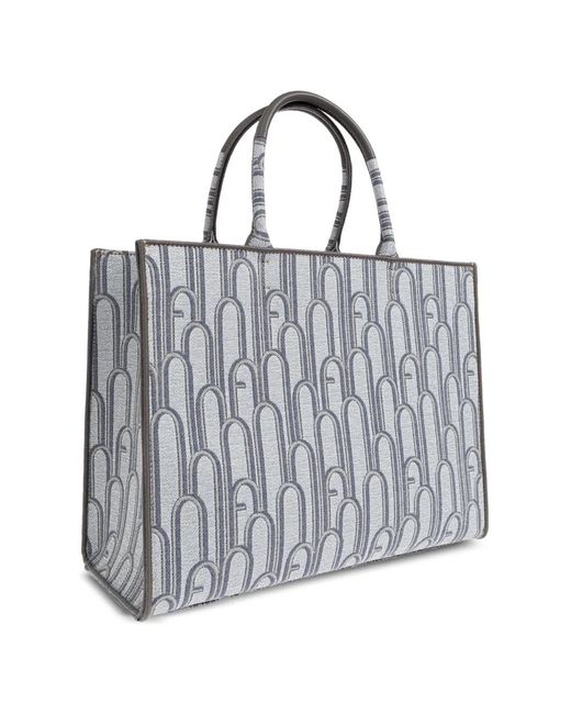 Furla Gray Large Opportunity Patterned Tote Bag