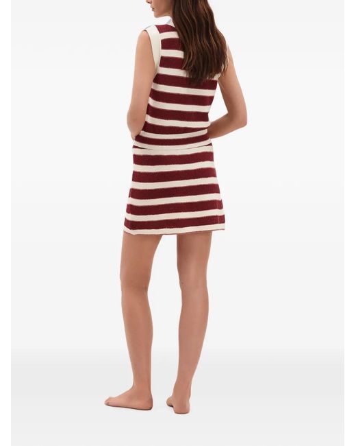 Eres Red Divergent Striped Button-Front Top