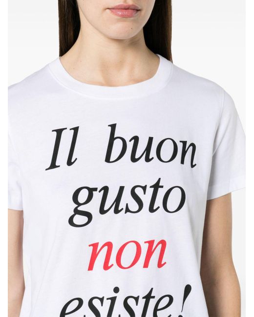 T-shirt en coton biologique à slogan imprimé Moschino en coloris White
