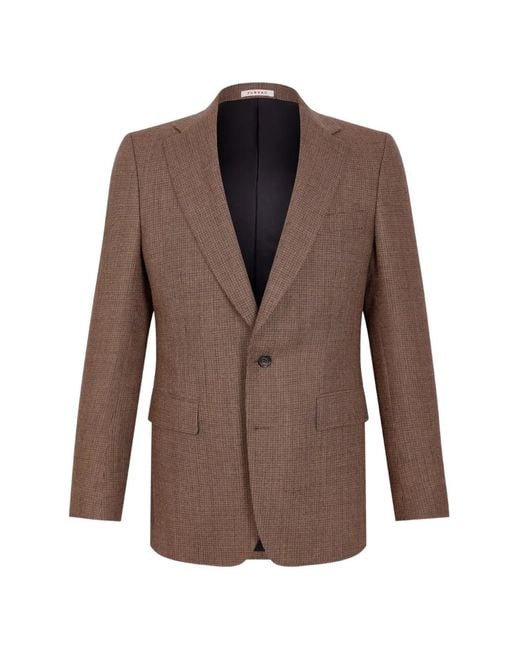 Fursac Brown Houndstooth-Pattern Blazer for men