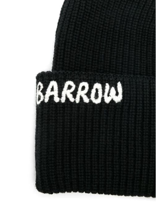 Barrow Black Ribbed Merino-Cotton Fisherman Beanie
