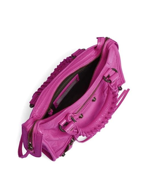 Balenciaga Pink Mini Le City Studded Shoulder Bag