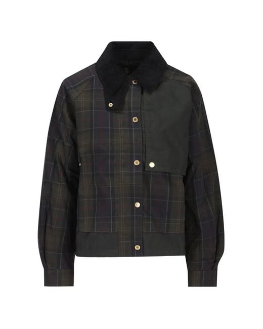 Barbour Black Truro Tartan-Print Corduroy-Collar Jacket